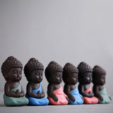 Six Meditation monks - green blue red