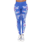 Radiant Blue Indian Totem Pole Leggings - Full length