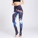 Multicolored purple print leggings - floral print - front view