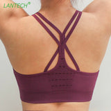 Purple Cross back yoga bra - back