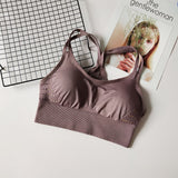 Purple Cross back yoga bra - front