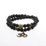 Smooth Black 8mm Beaded Ohm Bracelet