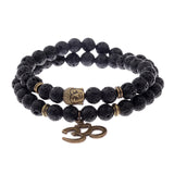 Lava Rock Black 8mm Beaded Ohm Bracelet