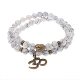 Marbled White 8mm Beaded Ohm Bracelet