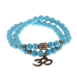 Marbled Turquoise 8mm Beaded Ohm Bracelet