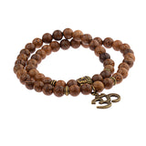Wood 8mm Beaded Ohm Bracelet