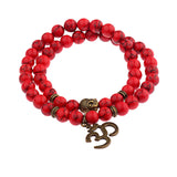 Marbled Red 8mm Beaded Ohm Bracelet