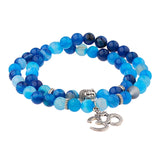 Blue Glass 8mm Beaded Ohm Bracelet