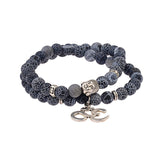 Black Crackled 8mm Beaded Ohm Bracelet