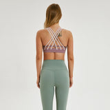 Strappy Cross Back Yoga Bra - Lavender