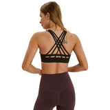 Strappy Cross Back Yoga Bra - Black