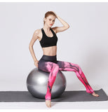 Rose Petal Yoga Leggings - model on ball