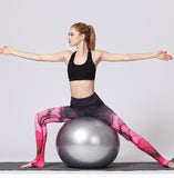 Rose Petal Yoga Leggings - pose on silver ball