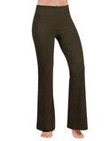 4 Way Stretch Women's Boot Cut Yoga Pants - in olive green