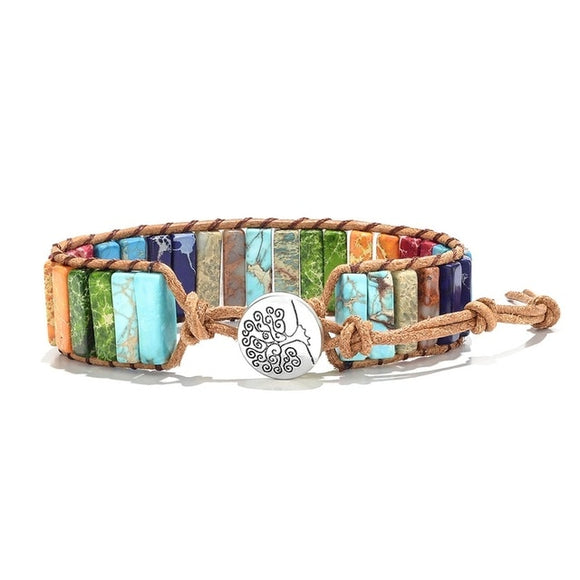 Crackled Multi Colored Duo Tree of Life Charm Bracelet (Unisex)