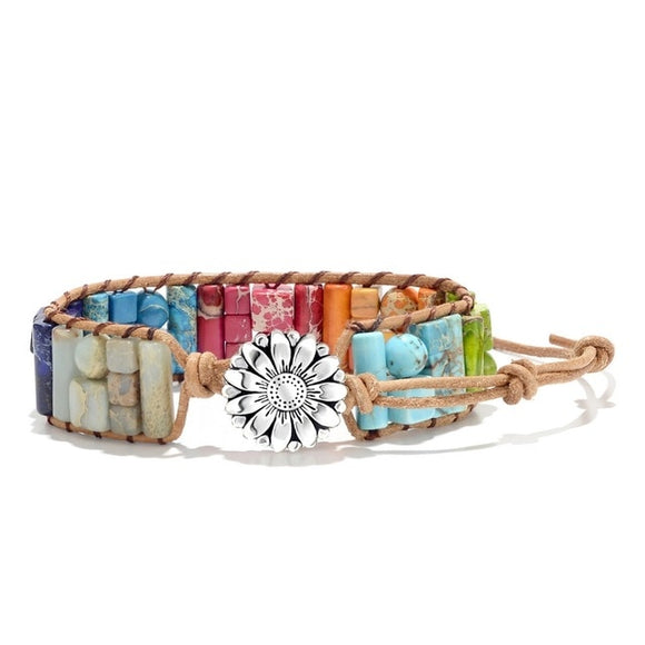 Multi Colored Mosaic Flower Charm Bracelet (Unisex)