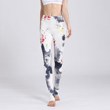 Multicolored white print leggings - floral print - front view
