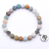 Multicolored Pastels 8mm beaded bracelet with Om charm