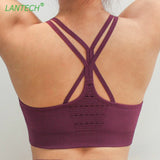 Purple Cross back yoga bra - back 