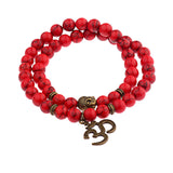 Marbled Red 8mm Beaded Ohm Bracelet 