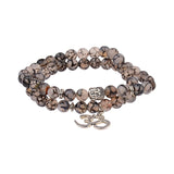 Marbled Natural Colored 8mm Beaded Ohm Bracelet 
